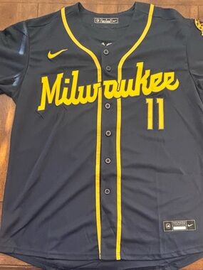 Milwaukee Brewers Jackson Chourio #11 Away Blue Jersey Adult Xl NWT